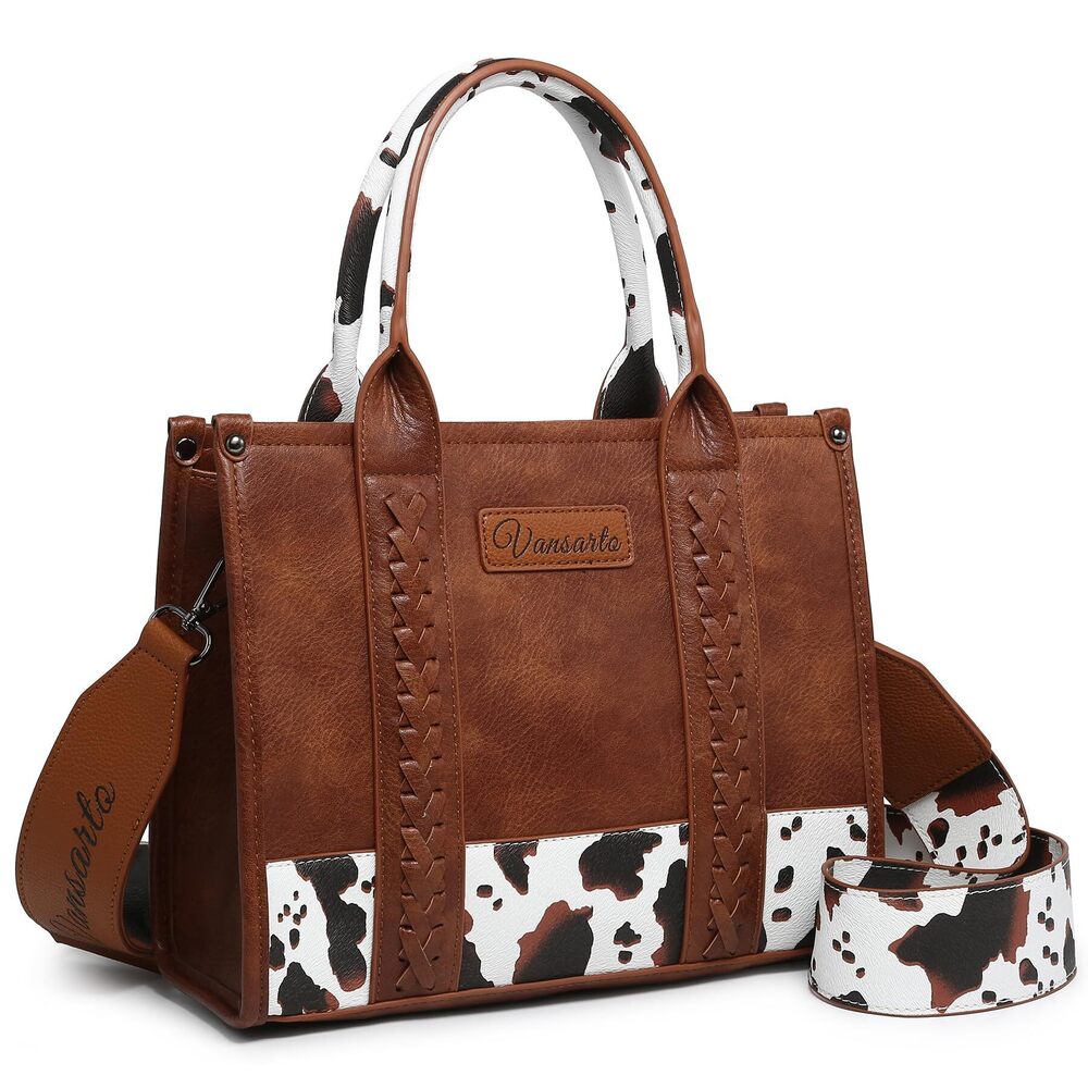 9889 Cow Print Tote Bag Western Top Handle Handbags Satchel Bag Shoulder